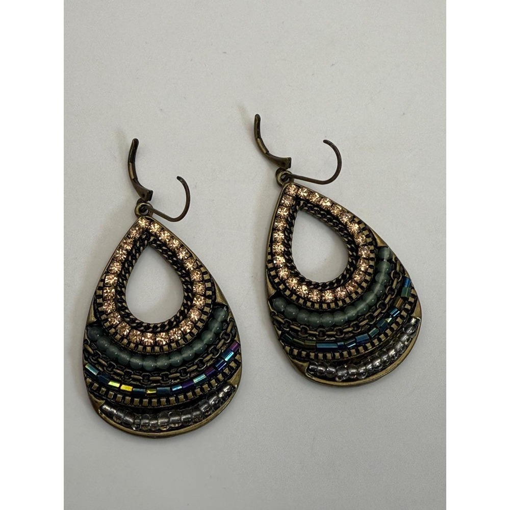 Boho Beaded Teardrop Dangle Earrings – Colorful Statement Jewelry - Picture 4 of 7